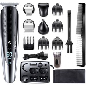 Hatteker 5-in-1 Tondeuse voor Heren – Baardtrimmer, Haartrimmer & Bodygroomer – Professioneel en Oplaadbaar