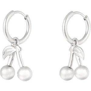 Cherry on top - oorbellen oorhangers - zilver stainless steel sieraden - YEHWANG - dames