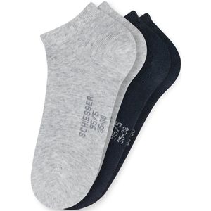 Schiesser dames 95/5 2P sneakersokken blauw & grijs