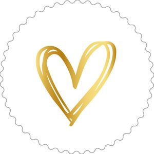 Geboorte - Huwelijk - Valentijn Sluitsticker - Sluitzegel Groot Kartel rand – Gouden Hart | Hartjes - Stickers | Envelop sticker - Geboorte kaart - Cadeauzakje | HOP