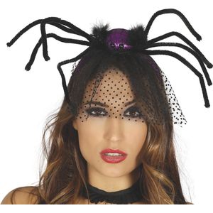 Halloween diadeem - spin en sluier - one size - paars - meisjes/dames