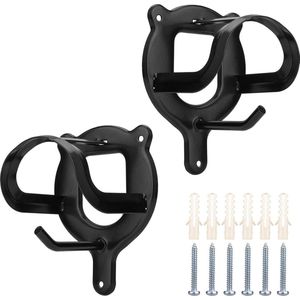 Paardenhoofdstelhaken - Metaal - Muurbevestiging - Zwarte Hoofdstelbeugel - 2 stuks .