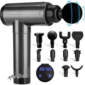 Mrs. Jones Deep Tissue Spiermassagepistool sporters percussie massageapparaten nekrug schouder lichaamspijnverlichting 30 snelheden stille handmassageapparaat LCD touchscreen 10 koppen .