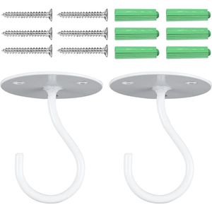 Hangende planten plafondhaken - set van 2, roestvrij stalen haken voor plantenmanden - wandhouder voor lantaarns, kledinghanger, bloemenplantenpotten - inclusief schroeven