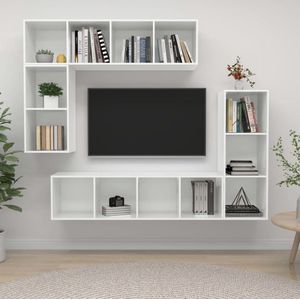 The Living Store Televisiewandmeubelset - Diverse - Tv-meubel - Kleur- hoogglans wit - 37 x 37 x 72/107/142.5 cm