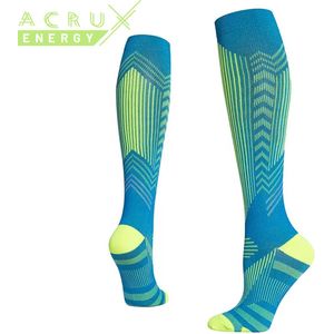 Acrux Energy - Hardloopsokken - Premium Compressiekousen - Running Socks - Voorkom Blessures en Spierpijn - Blauw S/M