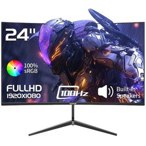 24 inch Curved Monitor – Gaming Monitor – PC Scherm – Beeldscherm – Computer Monitor – 100Hz Verversingssnelheid – Full HD 1080p Resolutie