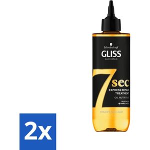 2 x Gliss-Kur - 7 Sec Express Repair Treatment - Oil Nutritive - Voedende Herstelbehandeling - 200 ml - Haarherstel - Voedende Haarkuur - Droog Haar - Gliss Kur - Marula Olie