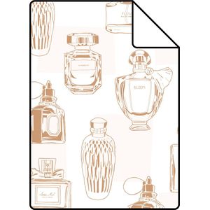 Proefstaal ESTAhome behang parfum flesjes glanzend koper bruin - 26,5 x 21 cm - 138853-S