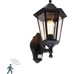 QAZQA havana - Klassieke Wandlamp met Bewegingsmelder | Bewegingssensor | sensor voor buiten - 1 lichts - D 26.8 cm - Zwart - Buitenverlichting