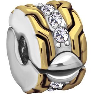 Quiges - 925 - Zilveren - Bedels -Sterling zilver - Beads - 14 Karaat Verguld Stopper Kraal Charm - Geschikt – voor - alle bekende merken - Armband Z463
