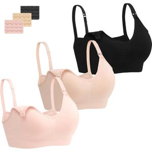 Nordivar - Zwangerschapsvoedingsbeha met naadloze beha-verlengingen, voor borstvoeding en slaap, zonder beugel, 3/4 stuks