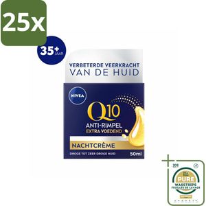 25 x NIVEA - Nachtcrème - Q10 Extra Voedend - Voor droge huid - Anti-Rimpel - Met Creatine - 50 ml - Grootverpakking - Nachtcrème - Anti-rimpel - Droge Huid - Q10 - Creatine
