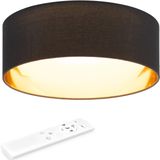 Navaris plafondlamp rond met afstandbediening - 32 cm - Dimbaar - 22 Watt - 2700-6500 Kelvin - Ronde stoffen plafonnière - Zwart/goudkleurig