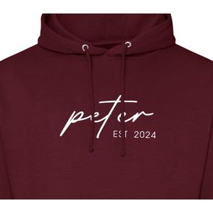 Hoodie heren met capuchon - Sweater heren capuchon - Peter cadeau - Cadeau peter - Cadeau voor peter - Peter est 2024 - Bordeaux S
