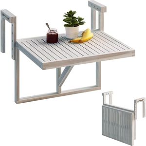 Stockholm balkontafel, verstelbaar, 60 x 43 cm, FSC acaciahout, klaptafel, balkon, biologisch wit, balkontafel, inklapbaar