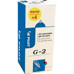 Pilot gelroller G-2 fijn, value pack met 16 + 4 stuks in 4 geassorteerde kleuren