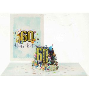 Pop up wenskaart - pop out wenskaart - felicitatie - wenskaart - 60 jaar - happy birthday