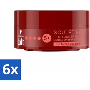 6 x Taft - Sculpting Styling Paste - Hold 5+ - Flexibele styling - 75 ml - Stylingpasta - Haarstyling - Taft - Flexibele Hold - Matte Finish