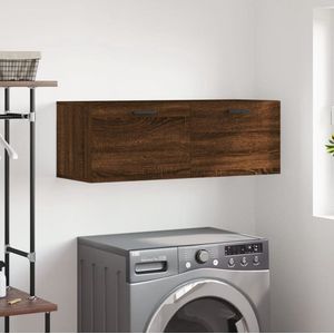 The Living Store Zwevende wandkast - Bruineiken - 100 x 36.5 x 35 cm - Duurzaam hout - Montage vereist