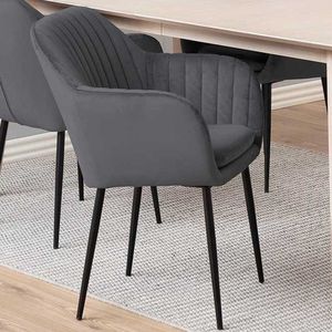 Sohome Eetkamerstoel 'Albin' Velvet, kleur Donkergrijs