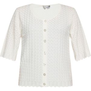 Usha - Gebreid Vest - Offwhite - Normale Pasvorm - Halve Mouw