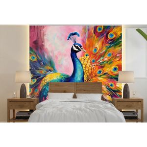 Pauw - Dieren - Schilderij - Regenboog