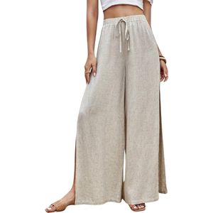 Bovista Linnen Broek Dames - Zomerbroek - Volwassenen - Lange Broek - Pantalon - Strandbroek - Zomer - Ibiza Stijl - Beige - Maat XS