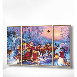 Painting Expert® Schilderen op nummer Volwassenen - Schilderen op nummer Kinderen - Drieluik Kerstmis - 80x150cm - Exclusief Lijst (24 kleurtjes)