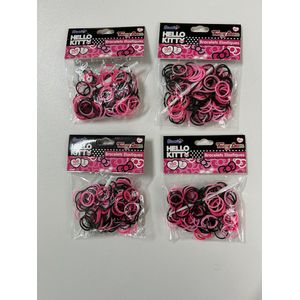 Hello Kitty 100 Loom Bands + 2 Charms-Hangertjes 4 pakjes