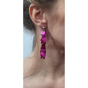 Pailletten oorbellen - Fuchsia/ pink/ donker roze - Disco