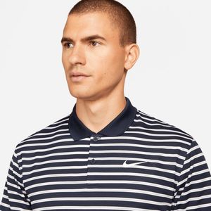 Nike DRI-FIT - Golfpolo Voor Heren - Gestreept Wit/Blauw - Maat S