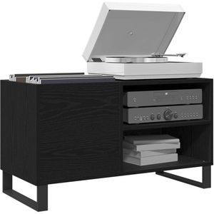 Platenspeler Meubel - LP-kast - Platenspelerkast - Draaitafelstandaard - Platenspelerstandaard - Vintage Displayplank - Zwart Eiken