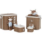 ESPRIT - Wasmand Home - Blauw Bruin Natuurlijk - 4 Onderdelen - 44 x 44 x 45 cm