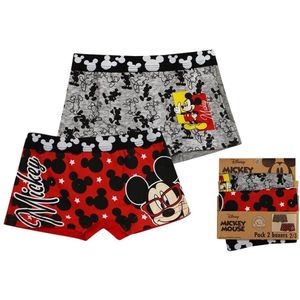 2 Pack Mickey Mouse boxershorts ondergoed jongens rood/grijs maat 6/8jr