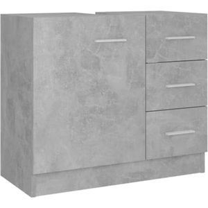 Gratyfied - Badkamer kastje onder wastafel - Wastafelonderkast met lades - ‎30 x 63 x 54 cm - 14,43 kg - Betongrijs