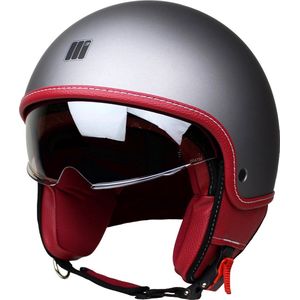 Motocubo Beetle - Jethelm met vizier - ECE 22.06 - Geschikt als Scooter Brommer Motor Snorfietshelm - Maat S - Mat Titanium