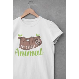 Shirt - My spirit animal - Wurban Wear | Grappig shirt | Leuk cadeau | Unisex tshirt | Yoga | Yoga nidra | Yoga kleding | Yoga shirt | Yogamat | Wit & Zwart
