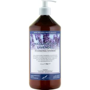 Massageolie Lavendelolie 1 liter met witte pomp - amber fles - 100% natuurlijk - biologisch en koud geperst