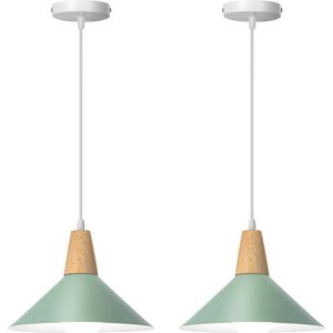 Hanglamp industriële moderne plafondlamp houten lampenkap - voor keuken eetkamer café - 25 cm 2 stuks