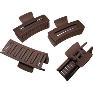 Siliconen Haarklemmen - Bruin - Rechthoekig - 8 cm - Set van 4