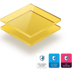 Plexiglas plaat 3 mm dik - 130 x 100 cm - Getint Geel