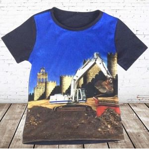 Kinder t-shirt met graafmachine -s&C-134/140-t-shirts jongens