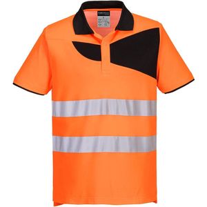 Portwest PW2 Hi-Vis polo K/M PW212 - Oranje/Zwart - L