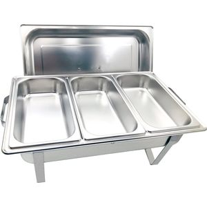 Herzberg HG-8022-3: RVS Chafing Dish - 3 Stuks 1/3e Voedselpan