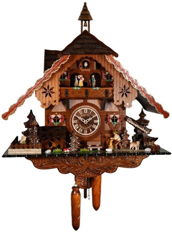 Engstler - 3861_QMT - Koekoeksklok - Notenhout - Kwarts - 43 cm