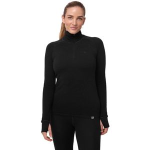DANISH ENDURANCE Thermoshirt met Rits voor Vrouwen - van Merinowol - Zwart - Maat XS