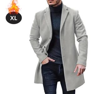Nivard Winterjas - Trenchcoat - Heren - Winter - Herfstjas - Volwassen - Stijlvol - Knopen - Lichtgrijs - S