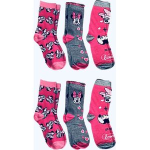 Disney Minnie Mouse sokken - 6 paar - fuchsia - maat 27/30
