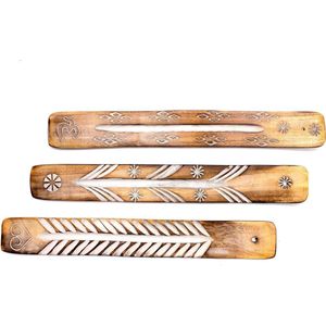 Set van 3 handgemaakte spiraalhouders van Sheesham hout - bruin
